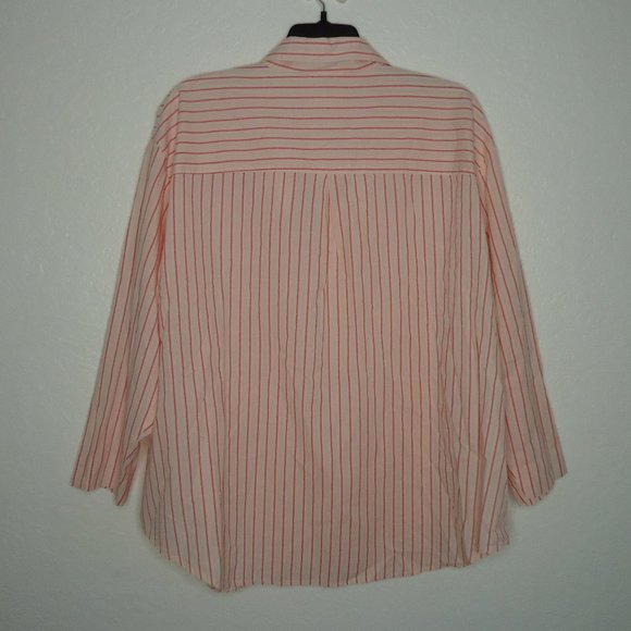 Old Navy* Women's 3/4 Long Sleeve Button Down Curved Hem Striped Blouse~ Size 2X - Picture 2 of 11